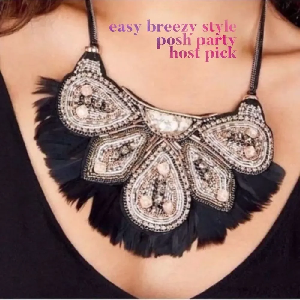 stella & dot ~ constantine feather statement necklace - Picture 2 of 12